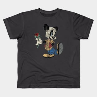 Andy Panda with Rose - Distressed, Weathered Authentic Kids T-Shirt